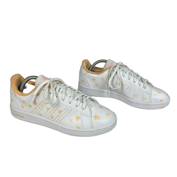 Adidas Advantage Base White With Orange Stars Shoes Womens Size 10 - Picture 3 of 10